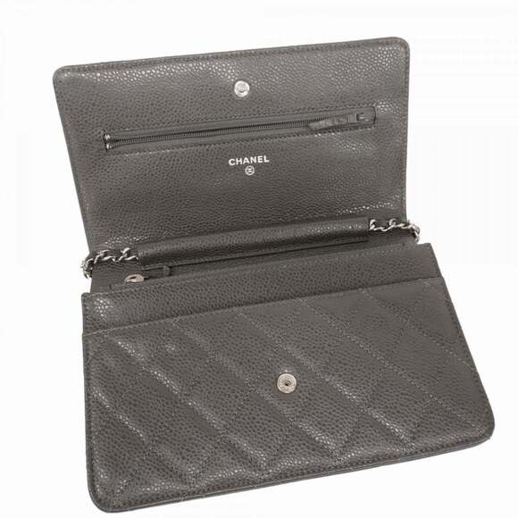 CHANEL Authentic Gray Caviar Leather Wallet - Picture 4 of 16